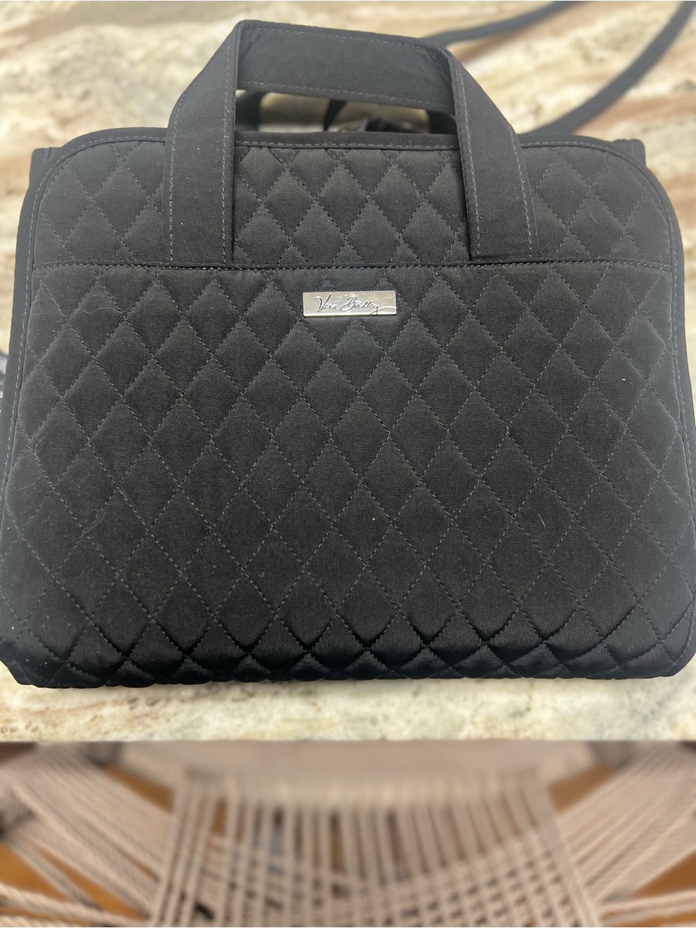 Vera Bradley Black Quilted Laptop Tote